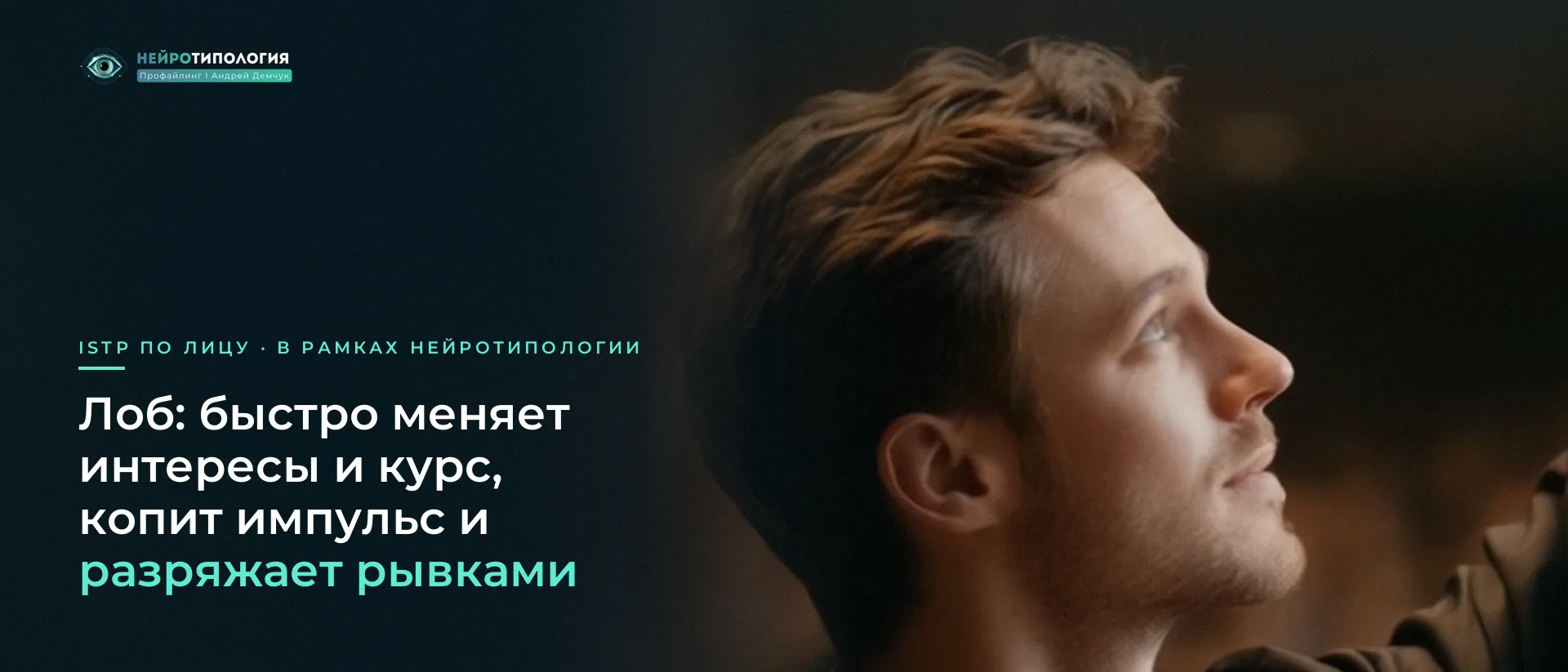 Мужчина в профиль смотрит вверх: лоб ISTP Мужчина в профиль смотрит вверх: лоб ISTP