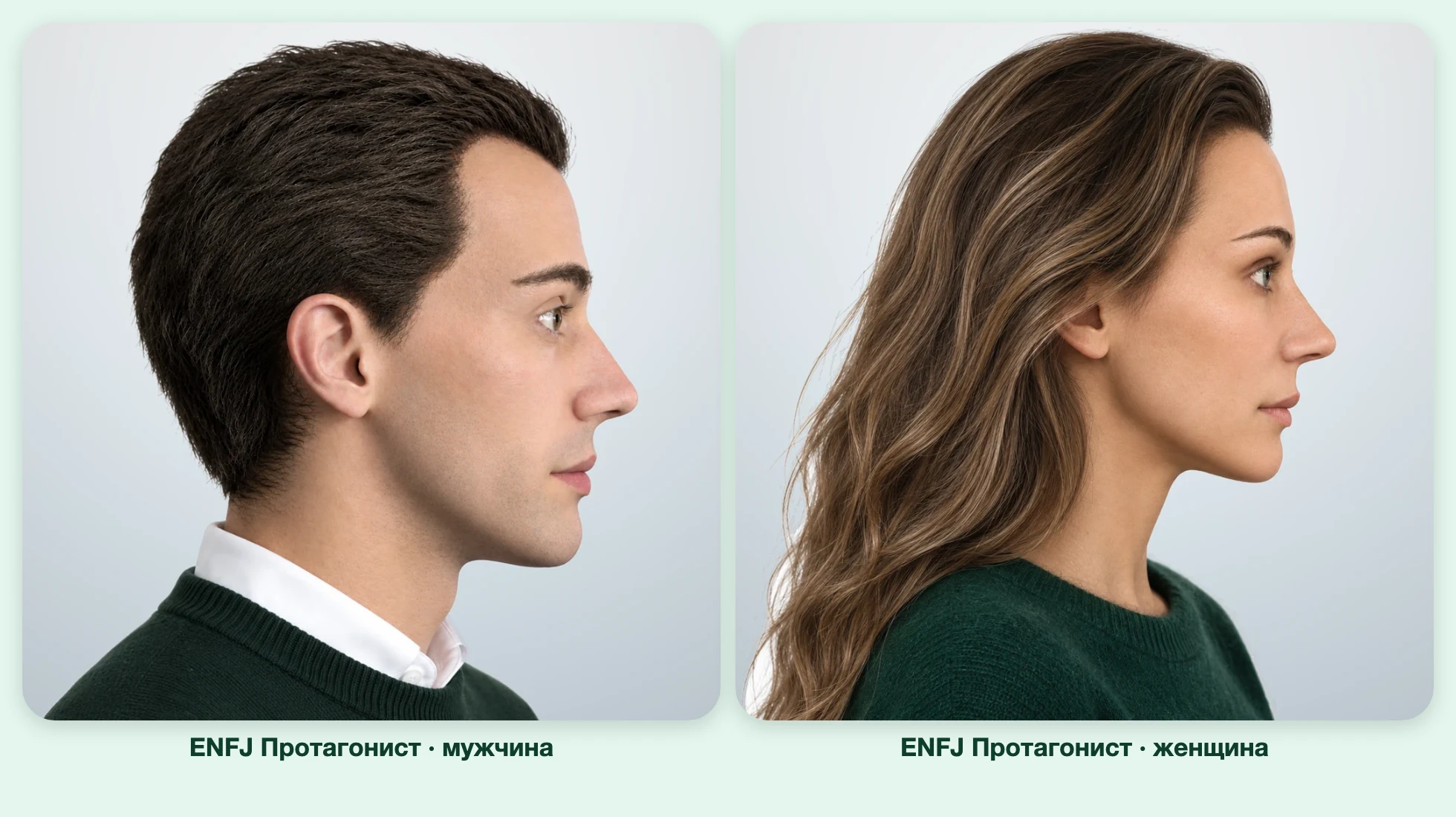 ENFJ Протагонист (MBTI): мужчина и женщина рядом, профиль ENFJ Протагонист (MBTI): мужчина и женщина рядом, профиль