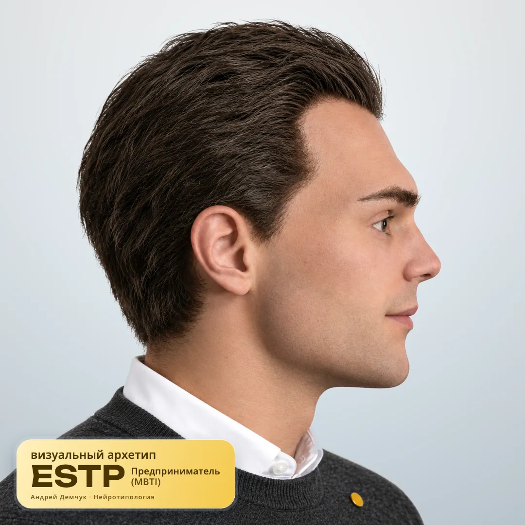 Предприниматель ESTP — визуальный архетип по нейротипологии (мужчина, профиль) ESTP Предприниматель (MBTI): визуальный архетип, мужчина, профиль