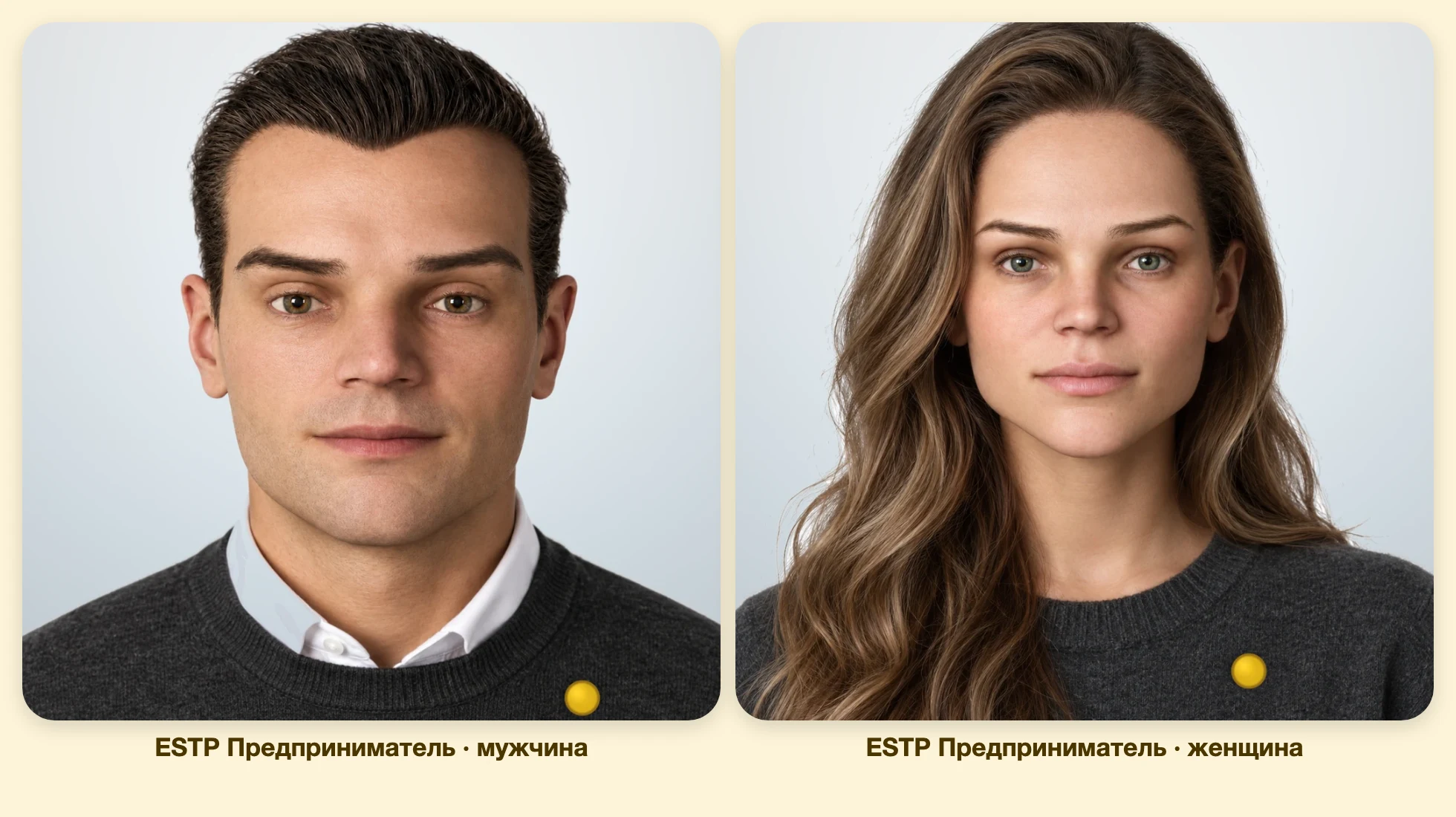ESTP Предприниматель (MBTI): мужчина и женщина рядом, анфас ESTP Предприниматель (MBTI): мужчина и женщина рядом, анфас