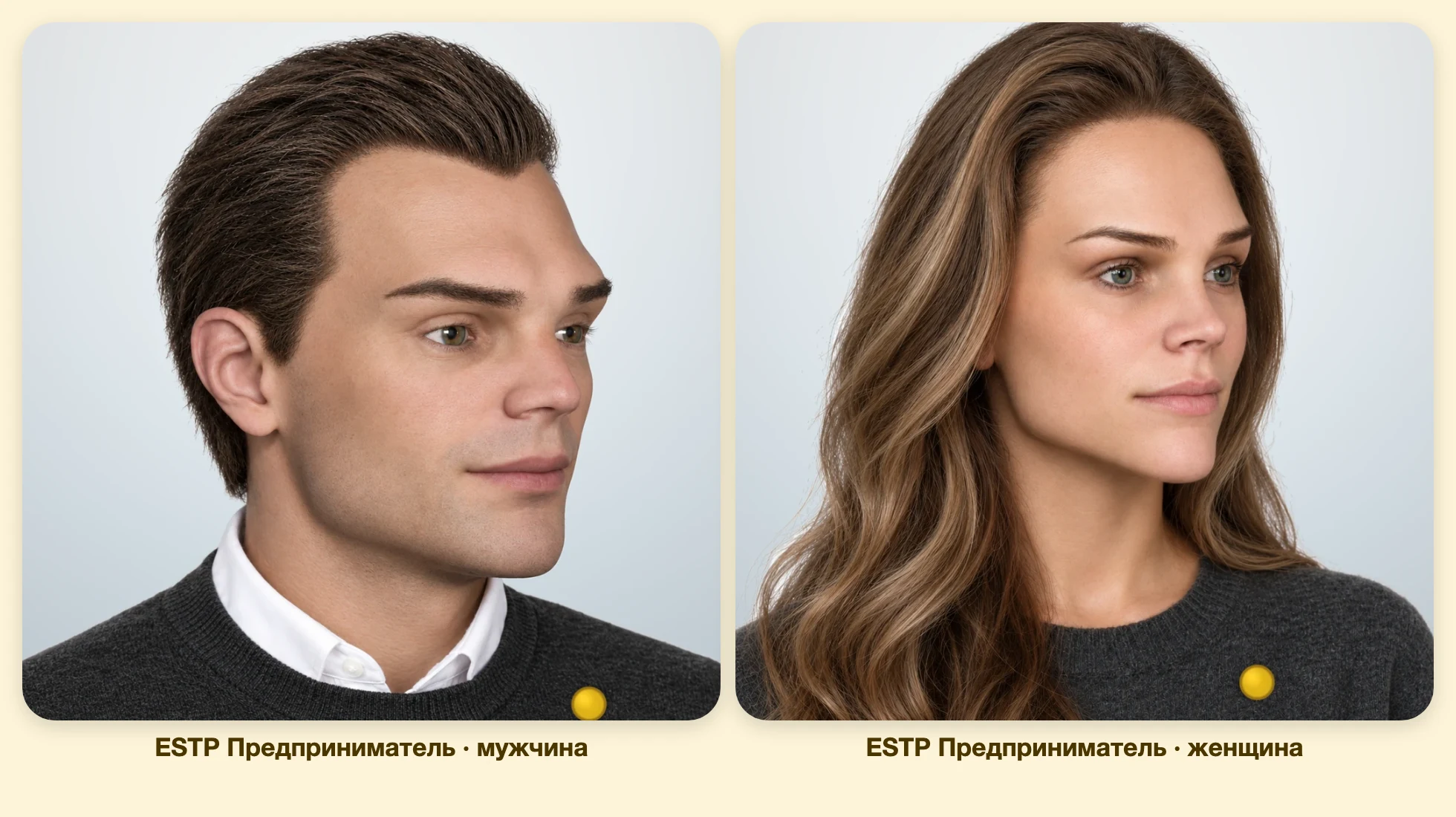 ESTP Предприниматель (MBTI): мужчина и женщина рядом, три четверти ESTP Предприниматель (MBTI): мужчина и женщина рядом, три четверти