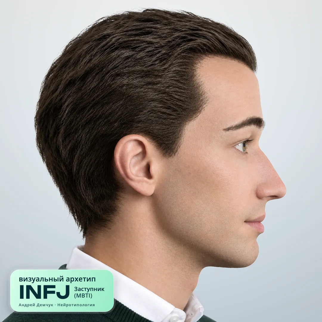 Заступник INFJ — визуальный архетип по нейротипологии (мужчина, профиль) INFJ Заступник (MBTI): визуальный архетип, мужчина, профиль