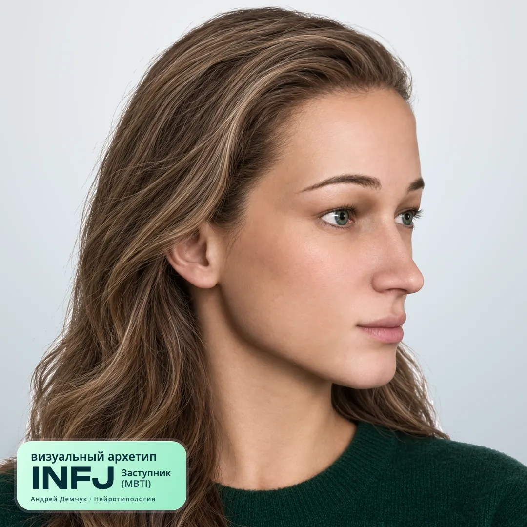 Заступник INFJ — визуальный архетип по нейротипологии (женщина, три четверти) INFJ Заступник (MBTI): визуальный архетип, женщина, три четверти