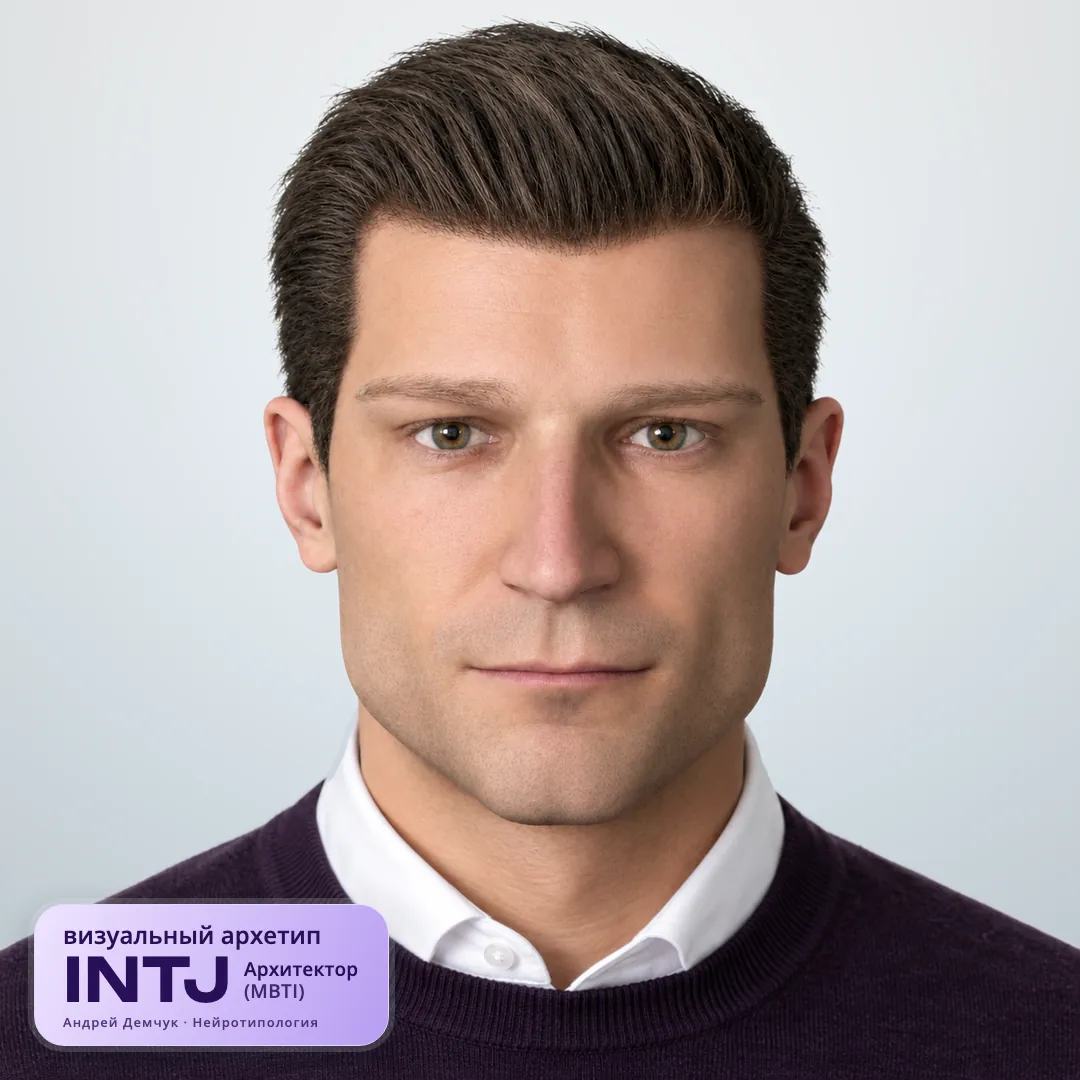 Архитектор INTJ — визуальный архетип по нейротипологии (мужчина, анфас) INTJ Архитектор (MBTI): визуальный архетип, мужчина, анфас