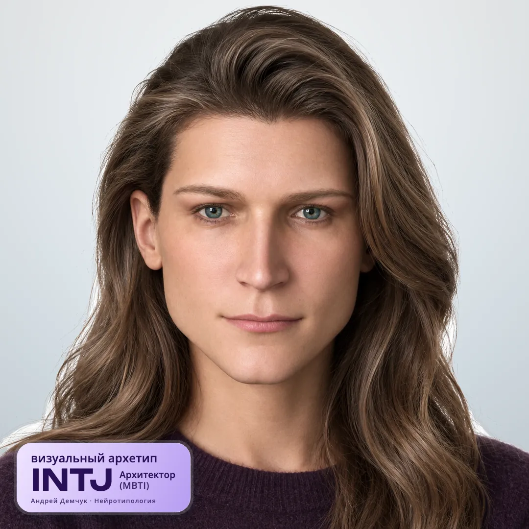 Архитектор INTJ — визуальный архетип по нейротипологии (женщина, анфас) INTJ Архитектор (MBTI): визуальный архетип, женщина, анфас