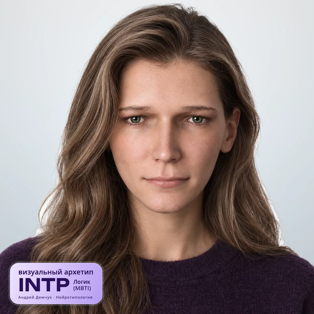Логик INTP — визуальный архетип по нейротипологии (женщина, анфас) INTP Логик (MBTI): визуальный архетип, женщина, анфас