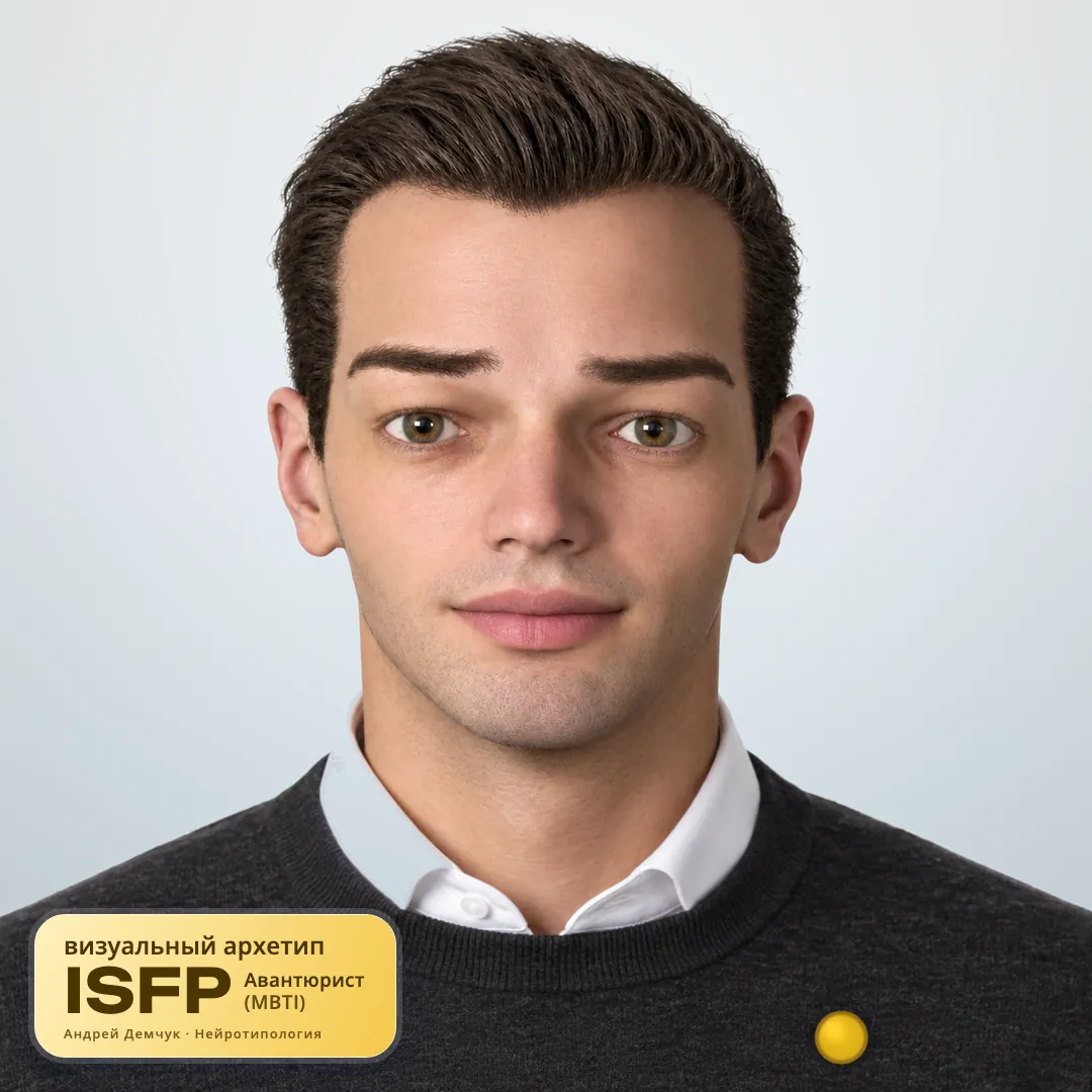 Авантюрист ISFP — визуальный архетип по нейротипологии (мужчина, анфас) ISFP Авантюрист (MBTI): визуальный архетип, мужчина, анфас