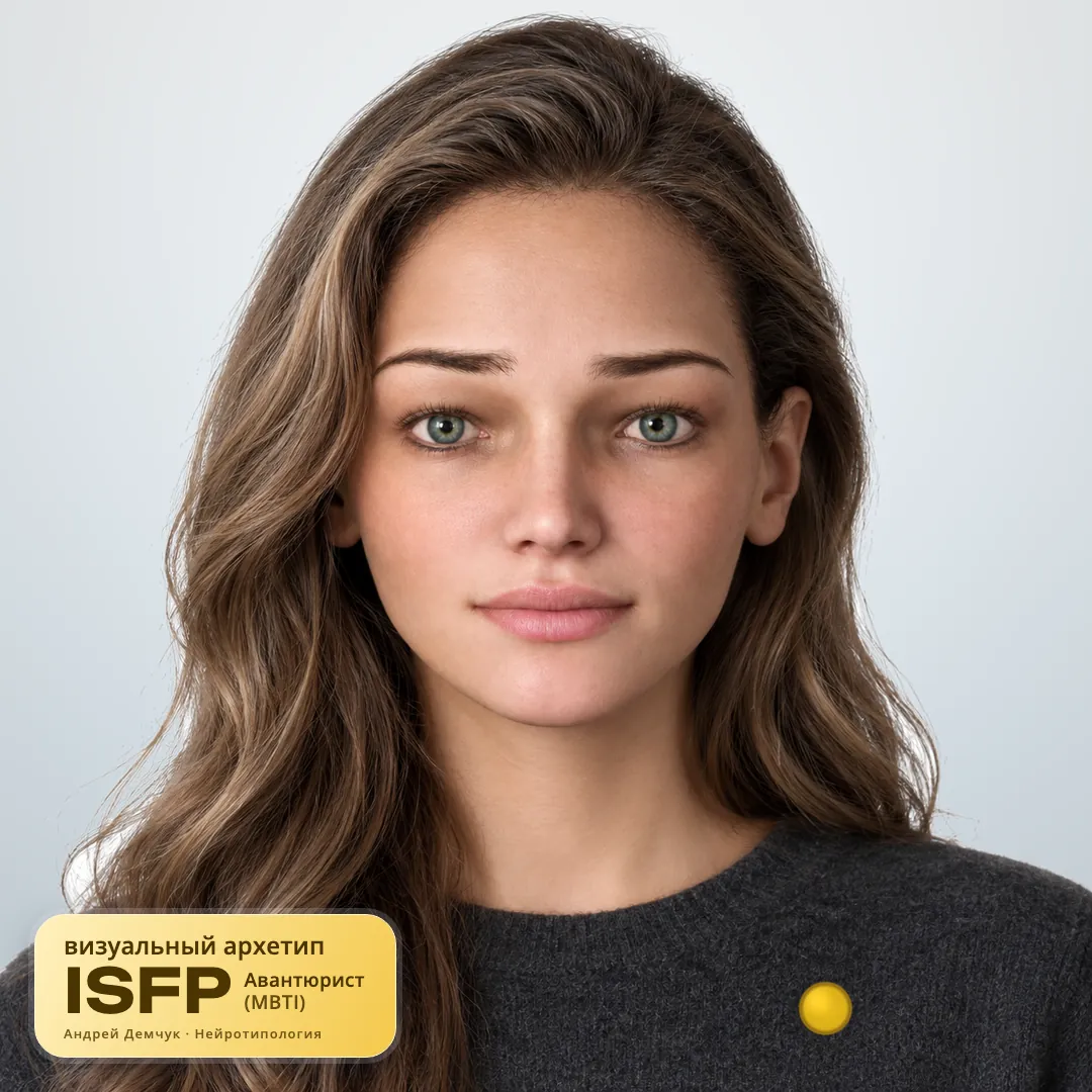 Авантюрист ISFP — визуальный архетип по нейротипологии (женщина, анфас) ISFP Авантюрист (MBTI): визуальный архетип, женщина, анфас