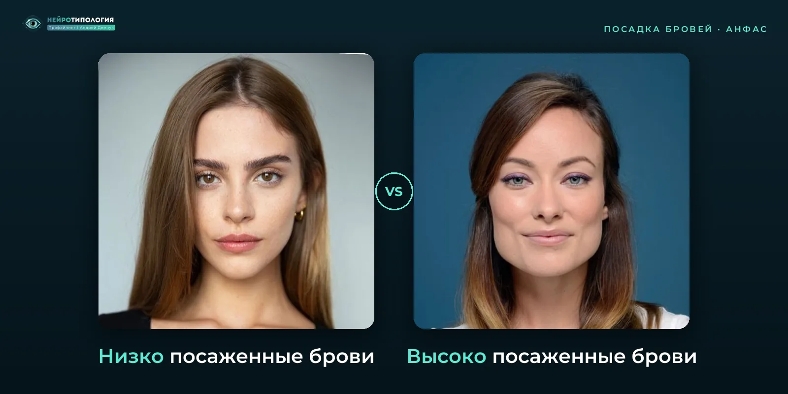 Низко посаженные брови и высоко посаженные брови: сравнение, фото анфас