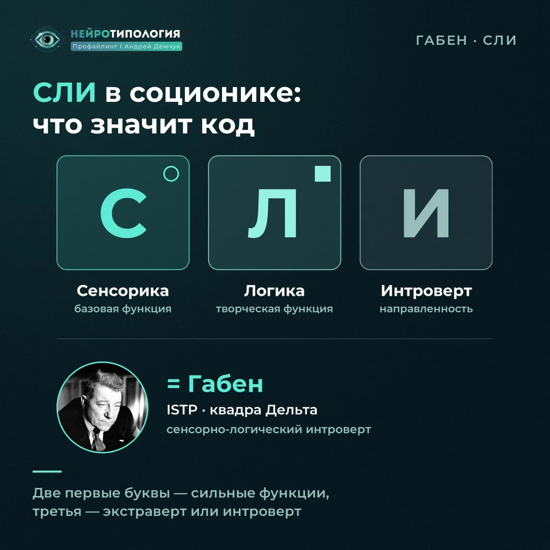 Расшифровка кода СЛИ: сенсорно-логический интроверт, социотип Габен (ISTP)