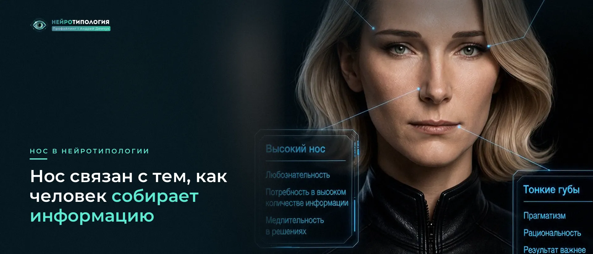 Женщина с цифровой подписью «высокий нос» и описанием качеств