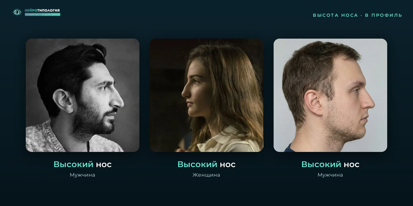 Высокий нос у разных людей, фото в профиль
